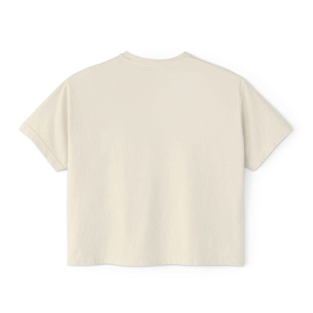Women's boxy tee in cream, 100% ring-spun cotton with boxy fit and cropped style