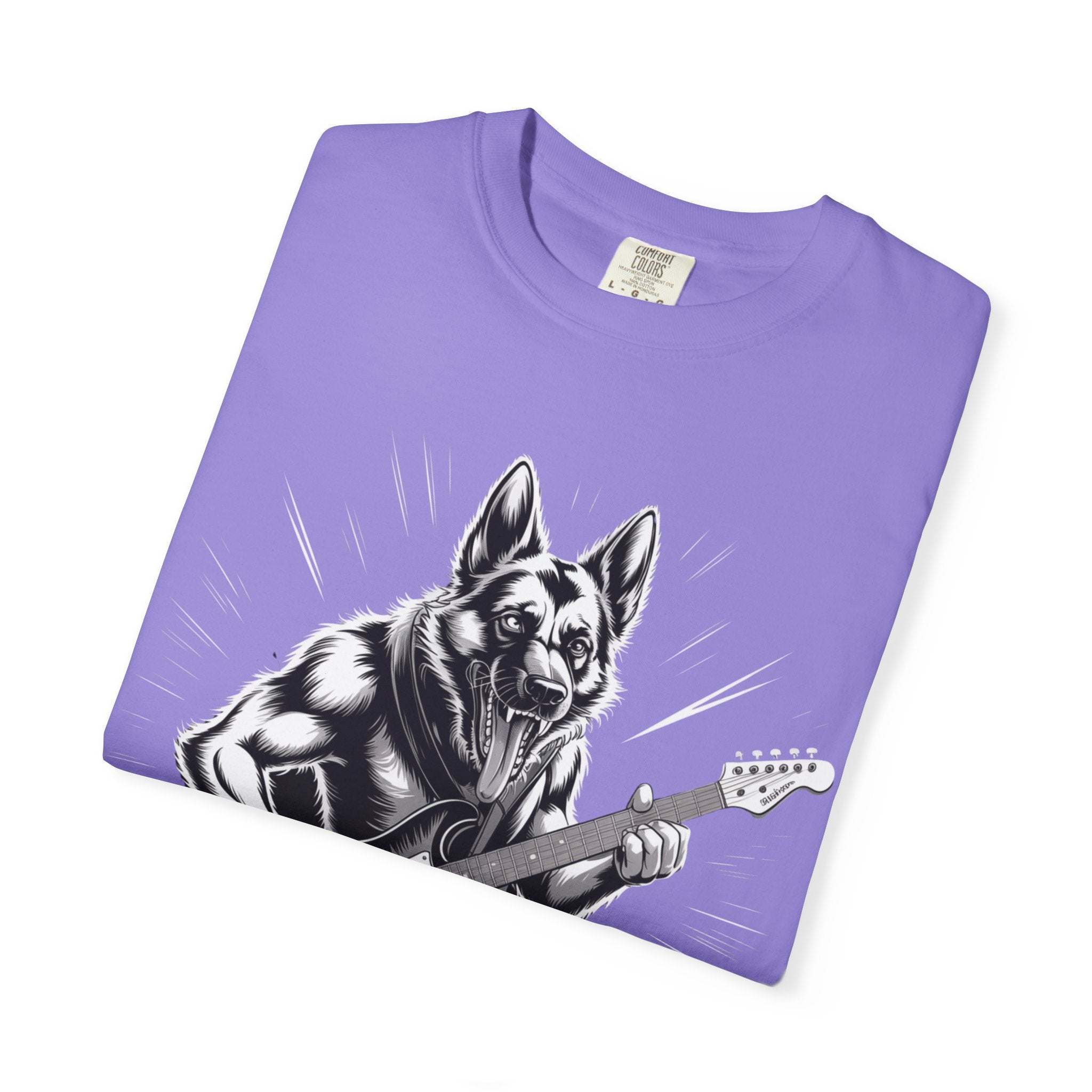 Heavy Metal German Shepherd graphic on soft, heavyweight garment-dyed cotton T-shirt