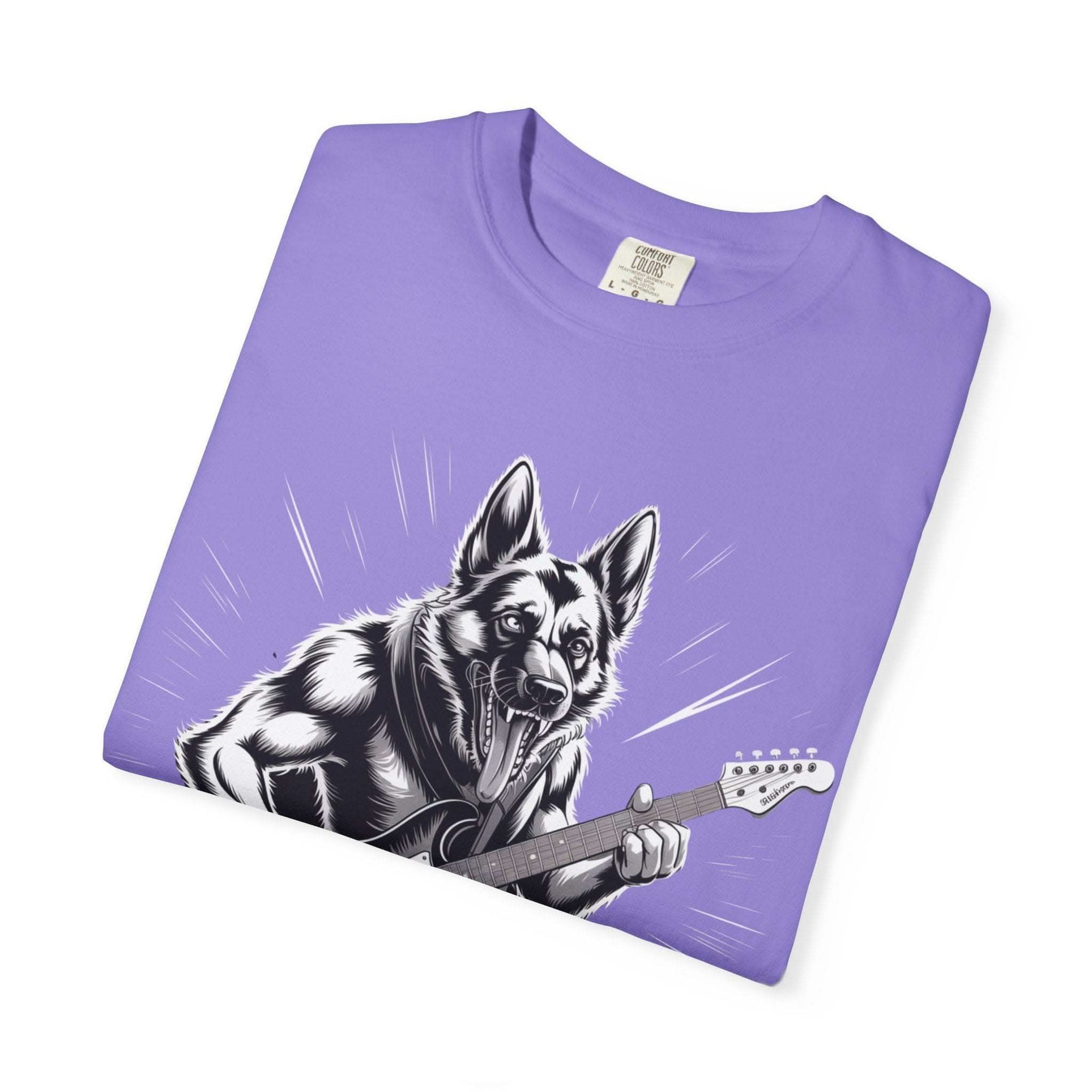Heavy Metal German Shepherd graphic on soft, heavyweight garment-dyed cotton T-shirt
