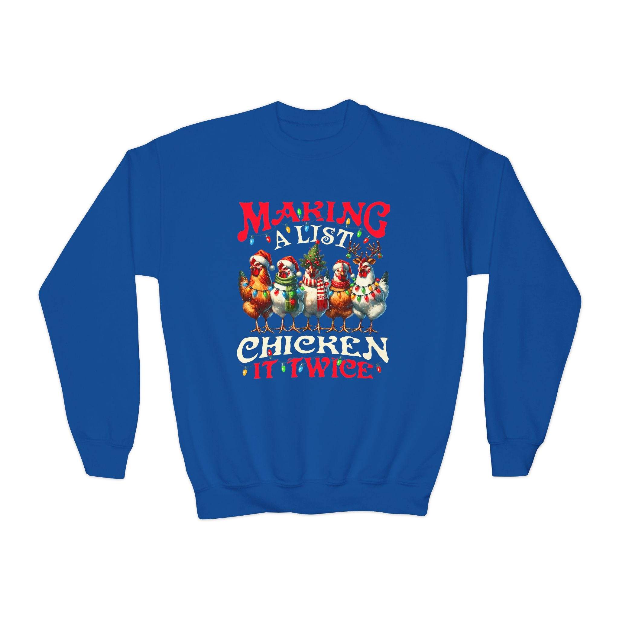 Youth Crewneck Sweatshirt - Making a List Chicken it Twice