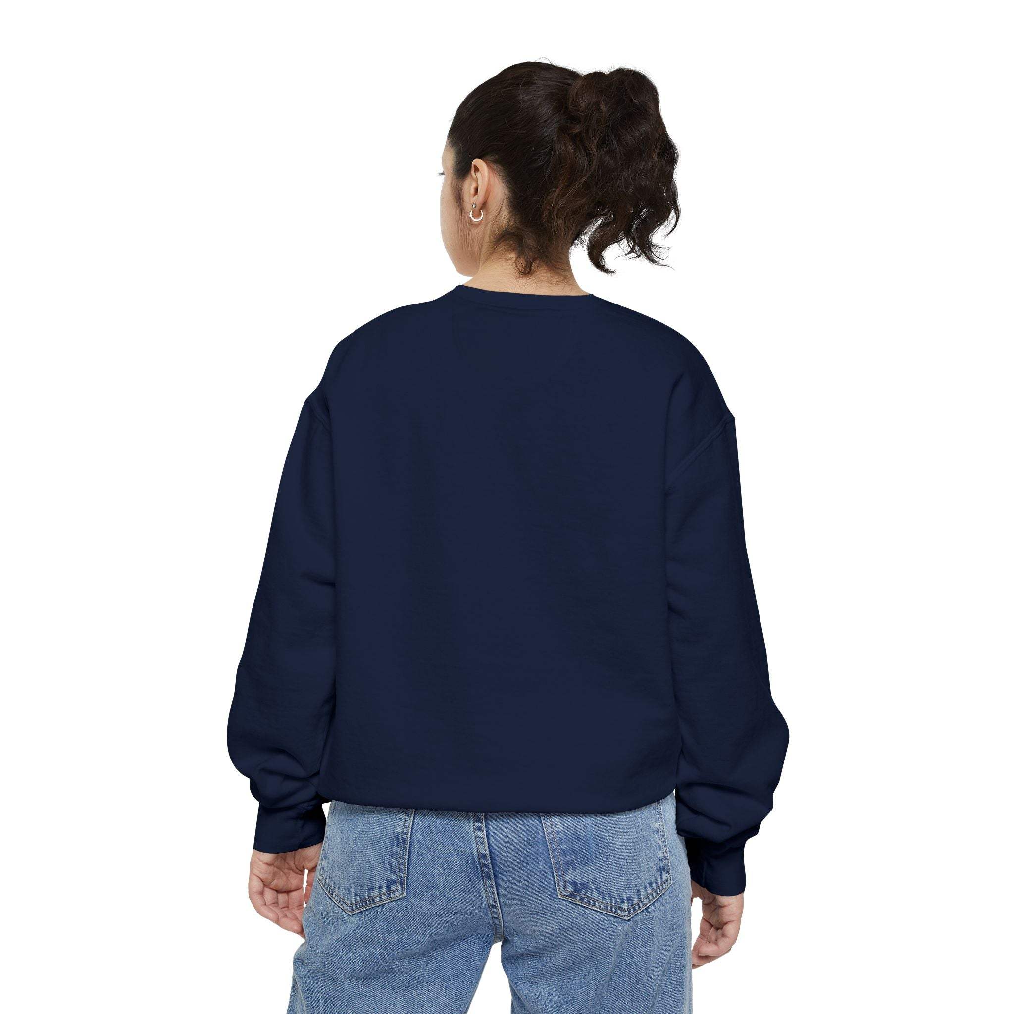 White vintage varsity Merry Christmas sweatshirt by Printify, featuring festive holiday lettering