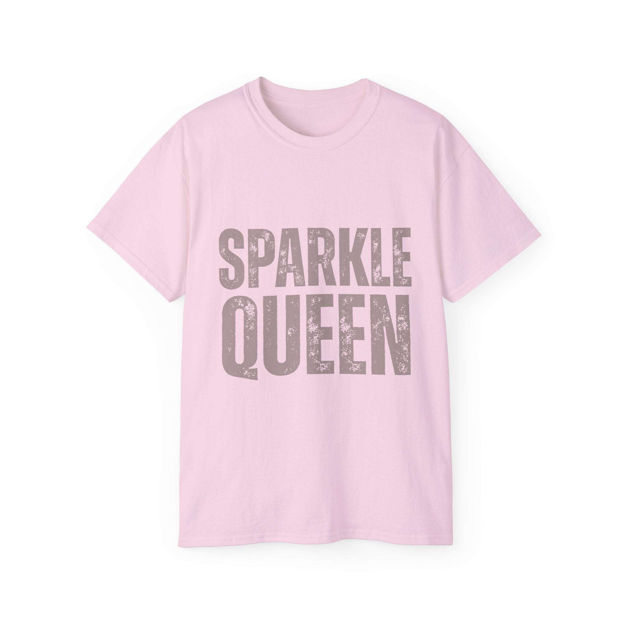 Light pink Sparkle Queen T-Shirt with distressed graphic text for fashionistas