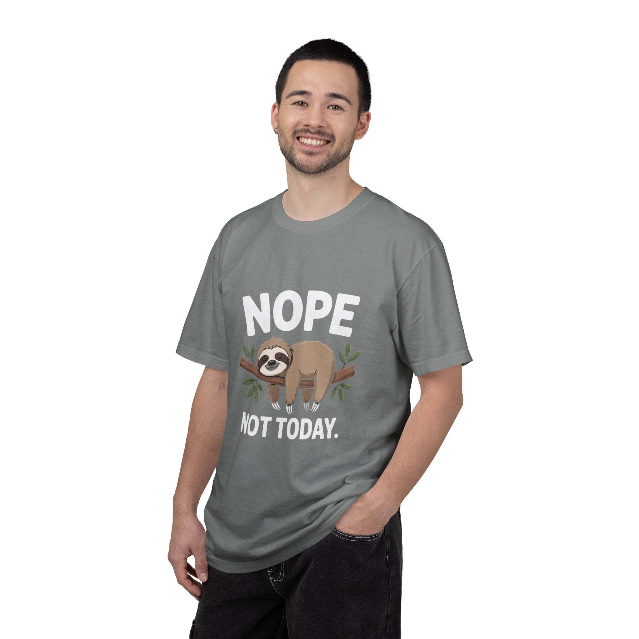 Nope Not Today Sloth t-shirt with relaxed fit and soft garment-dyed cotton design