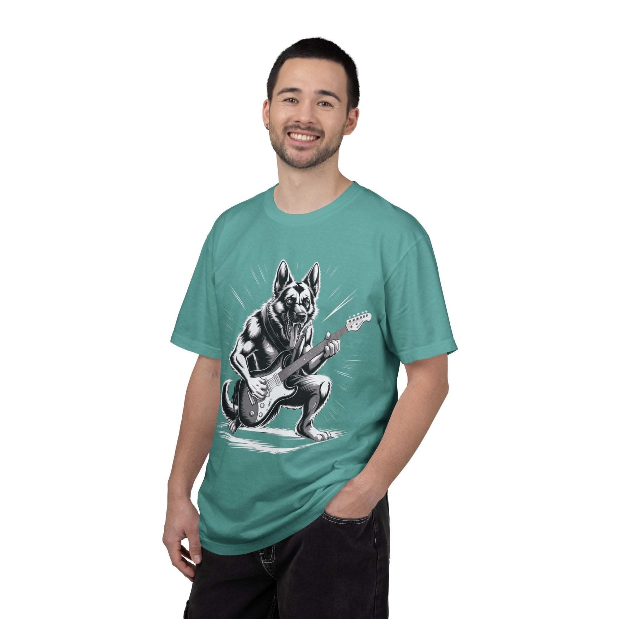 Heavy Metal German Shepherd graphic on faded heavyweight cotton t-shirt with relaxed fit