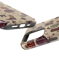 Cowboy Christmas design phone case for iPhone 17 in glossy finish by Printify, featuring festive colors and patterns.
