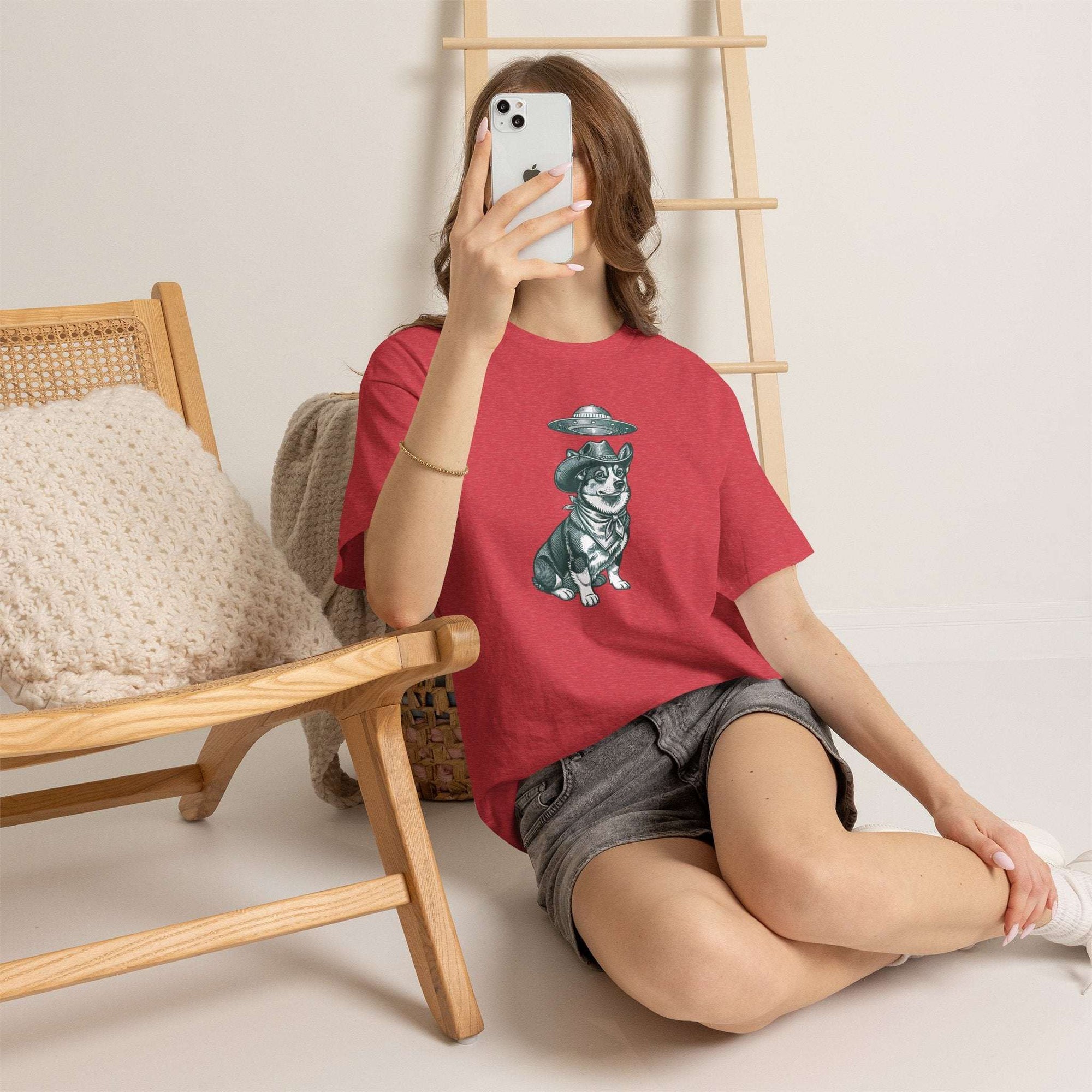 Alien Corgi Illustration Tee | UFO Dog Graphic T-Shirt