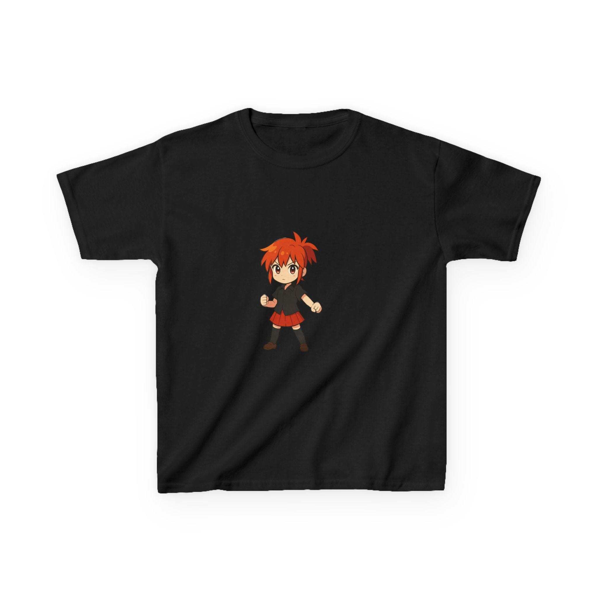 Navy Anime Power Girl Tee for kids featuring vibrant graphic design, soft cotton material, size XS by Printify.