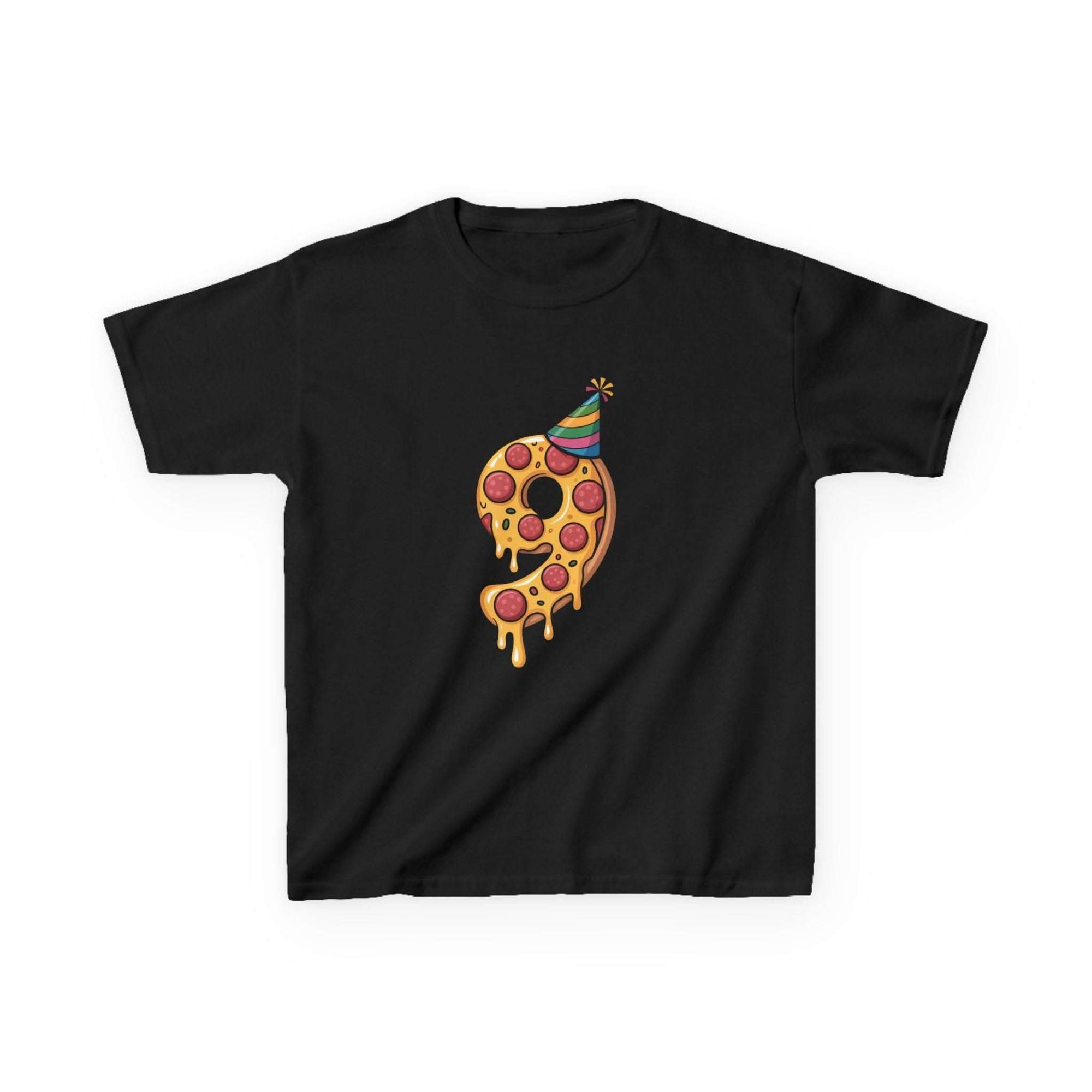 Party Slice Pizza Kids Tee | 9th Birthday Pizza Slice with Party Hat