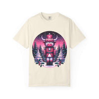 Black cow nutcracker t-shirt by Printify, casual style for animal lovers, perfect cozy gift for Christmas.