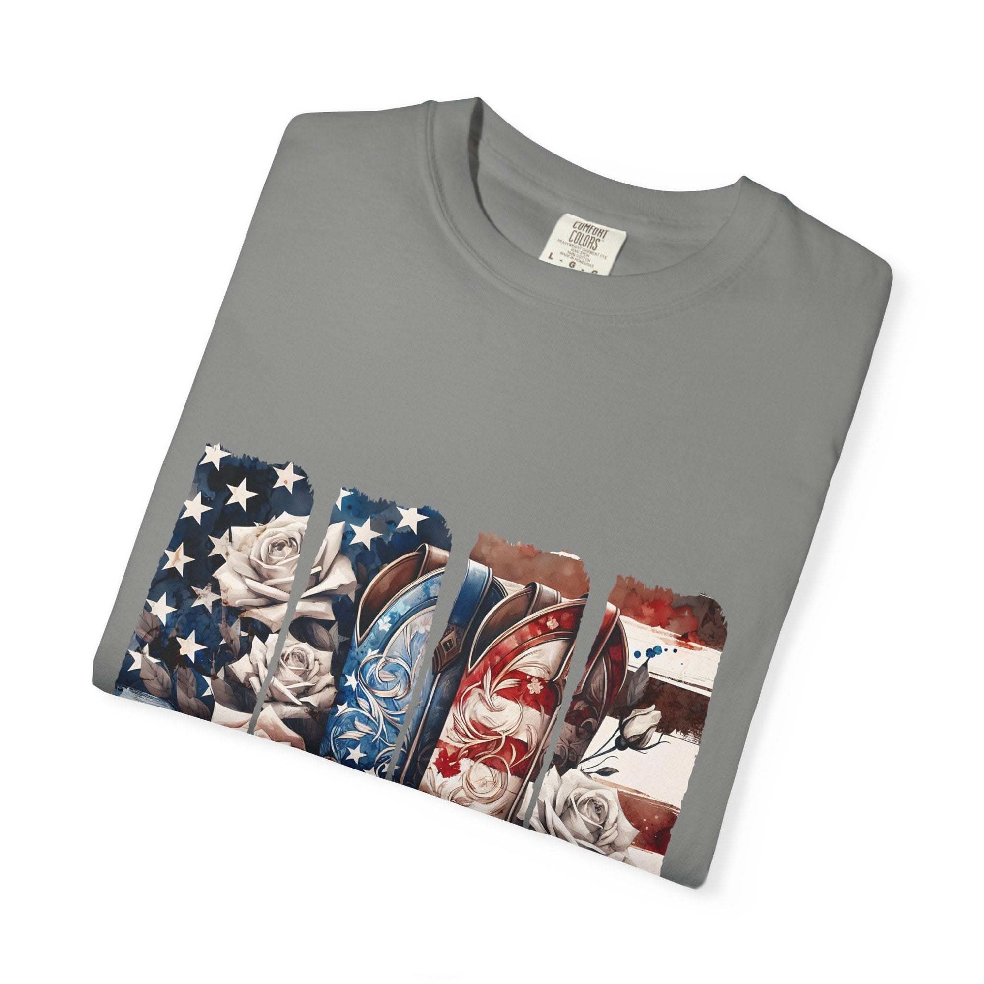 Texas Rose T-Shirt with faded hue and soft cotton fabric, embodying Texas wild rose charm.