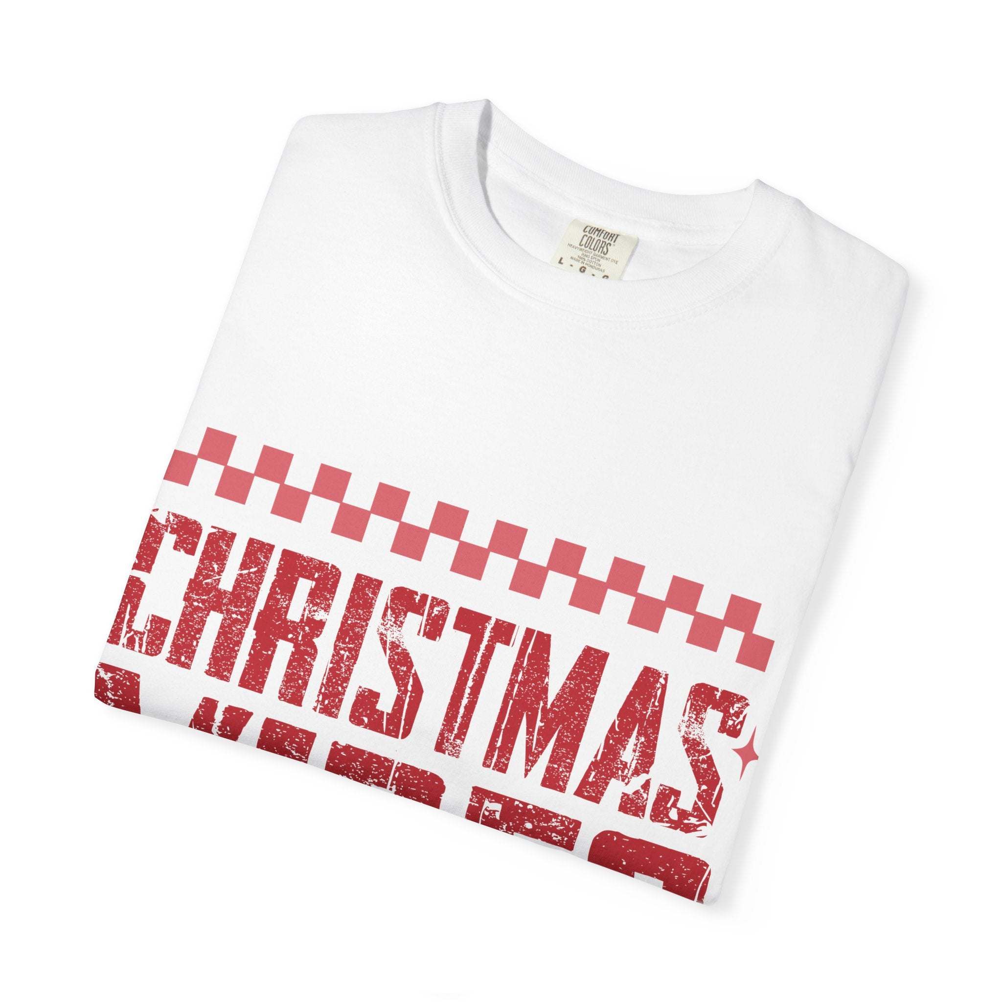 Distressed 'Christmas Vibes' T-Shirt — Garment-Dyed Holiday Tee