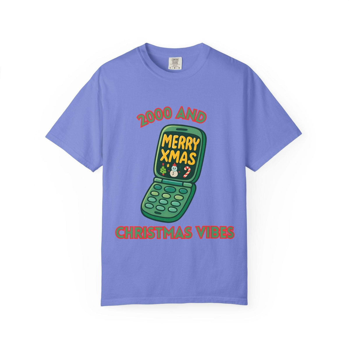 Retro 2000 Christmas T-shirt in black, featuring festive design and casual fit, by Printify.