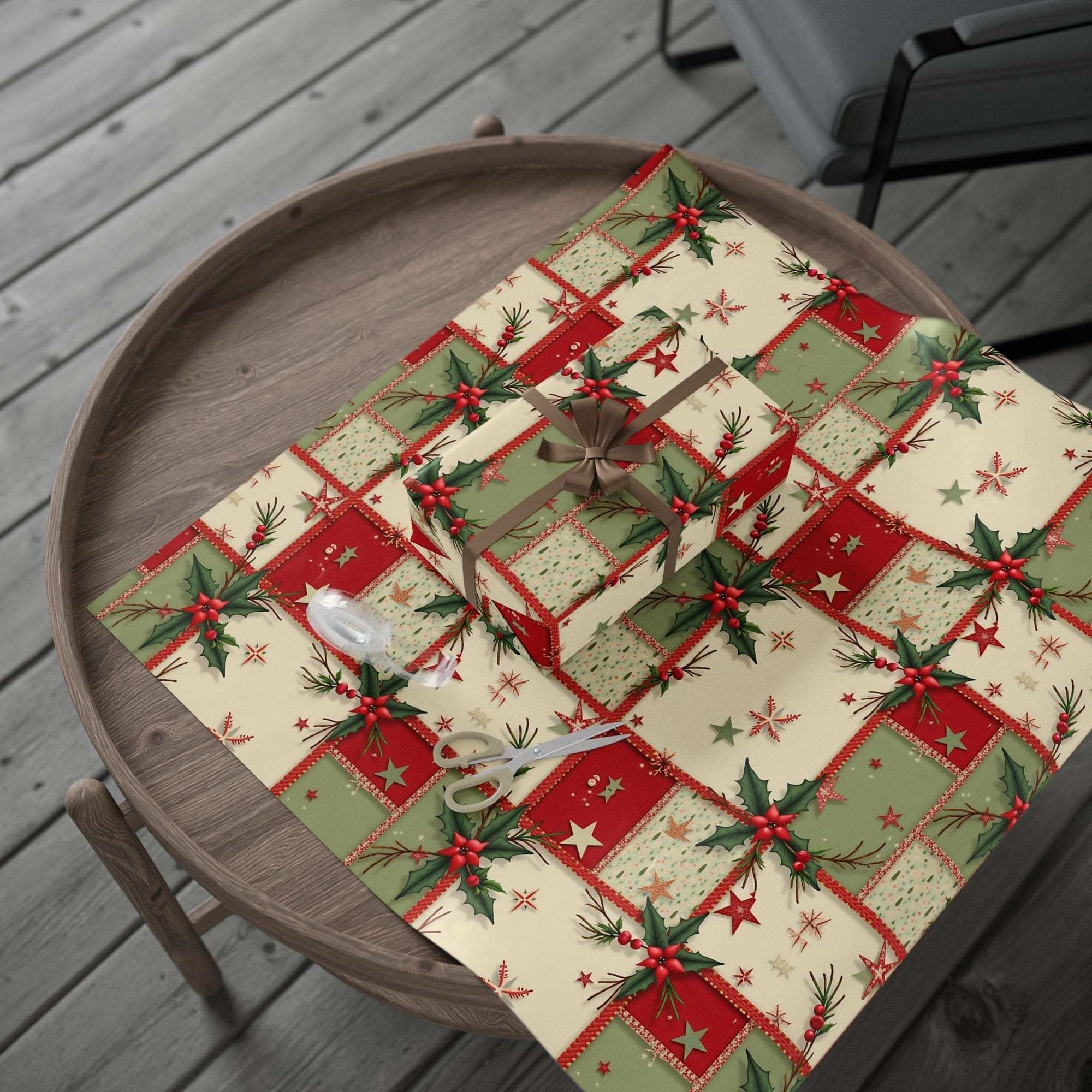 Vintage Christmas Stars wrapping paper with aged star motifs and retro palette