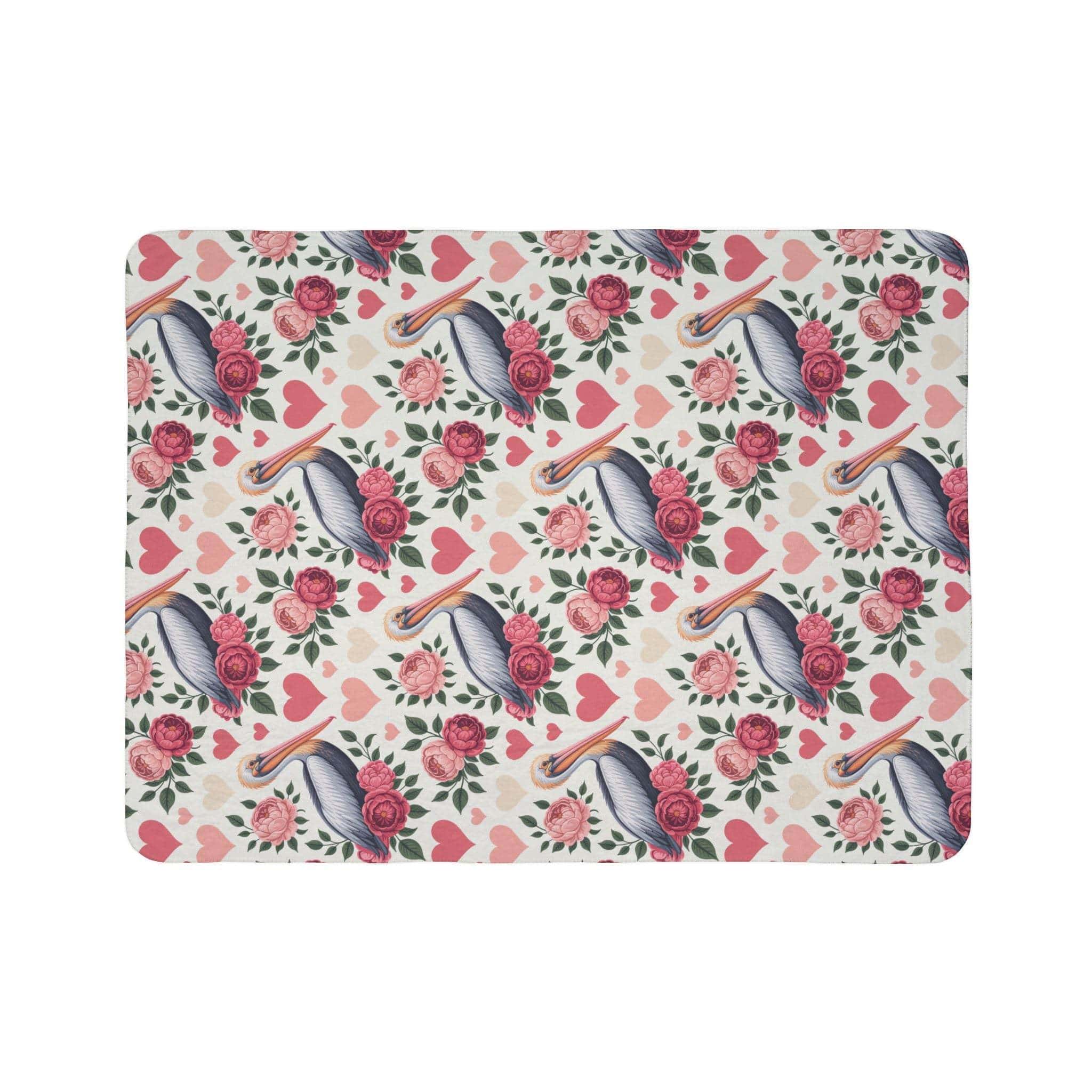 Cozy fleece blanket with vibrant floral pelican design and plush Sherpa lining