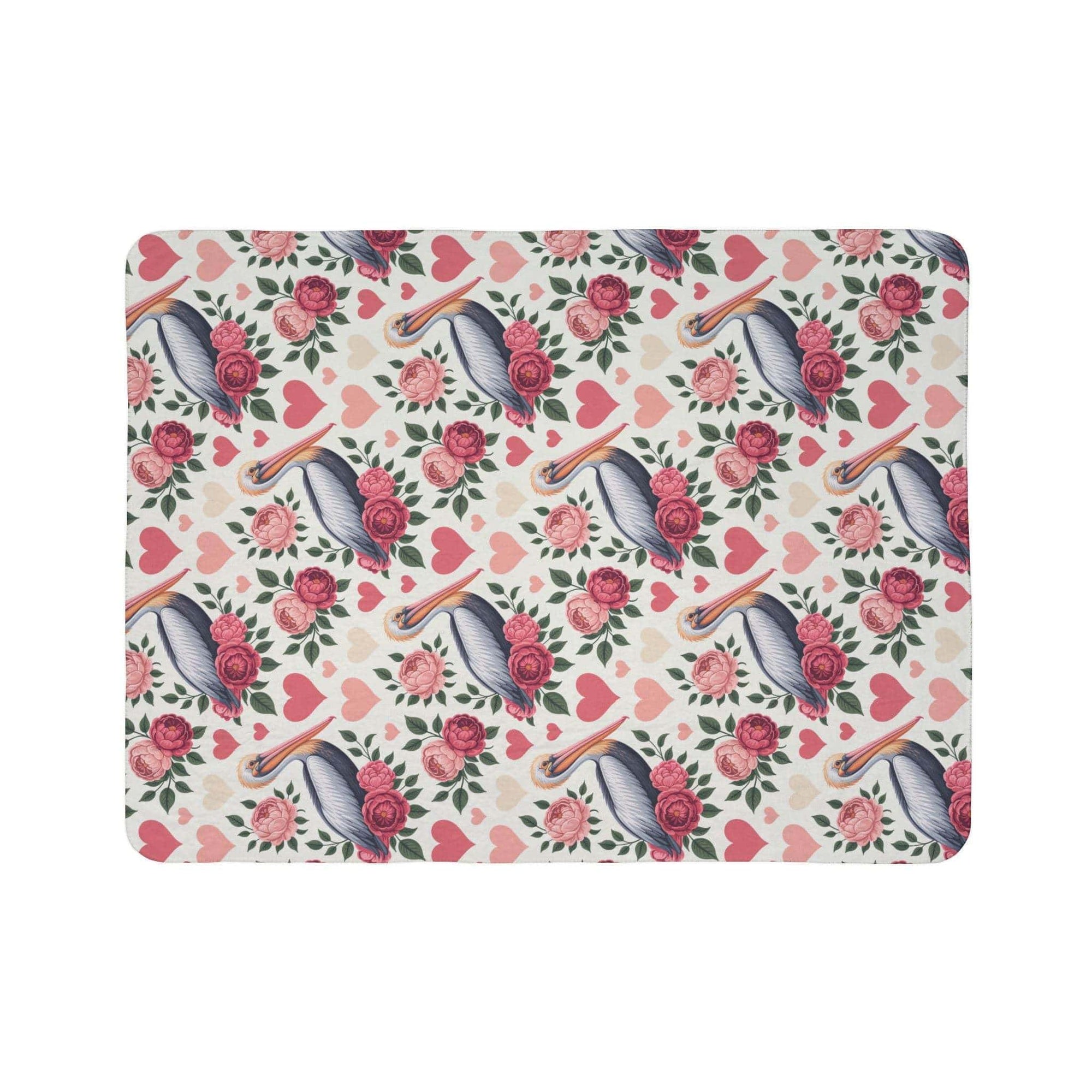 Cozy fleece blanket with vibrant floral pelican design and plush Sherpa lining