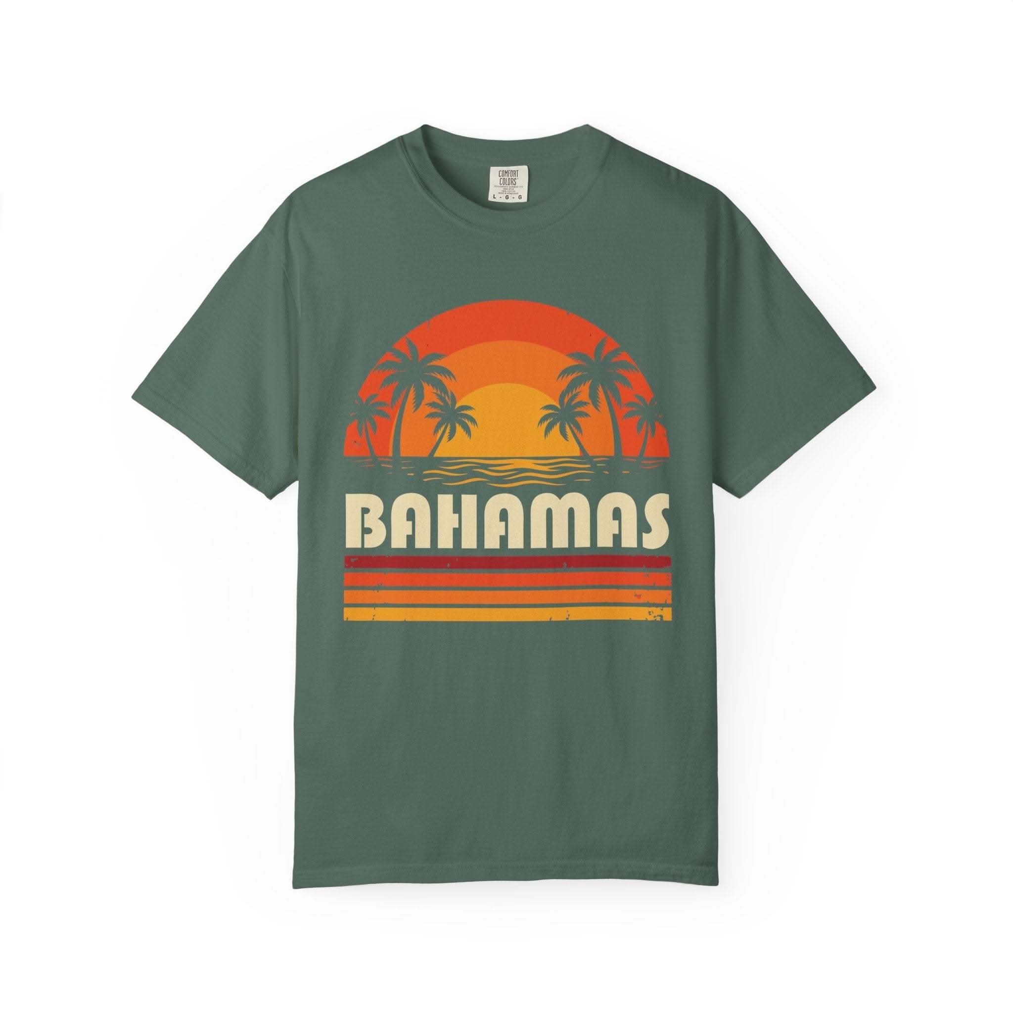 Bahamas Retro Sunset T-shirt | Palm Tree Beach Vacation Tee