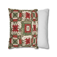 Patchwork Christmas Star pillowcase with cozy quilt-inspired design and warm holiday colors