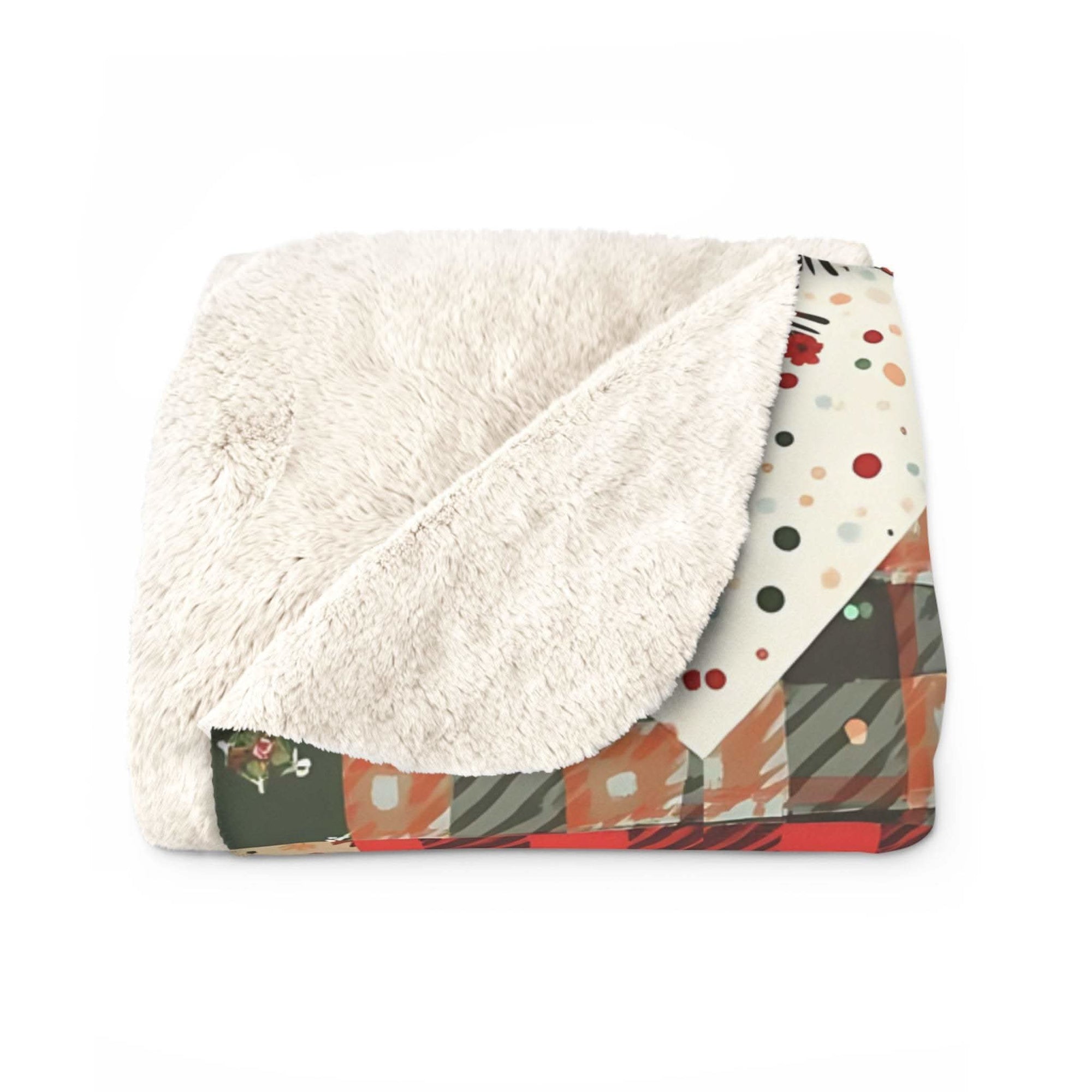 Vintage Christmas Stars Sherpa blanket with plush fleece and vintage star print