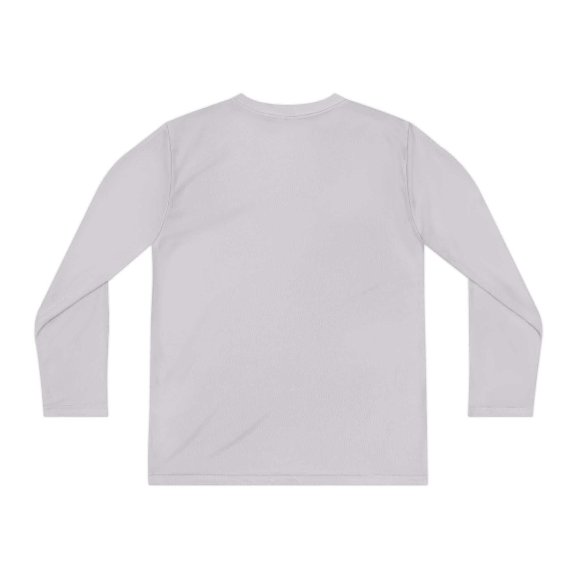 Youth long sleeve tee shirt back view plain light fabric breathable athletic fit youth tee