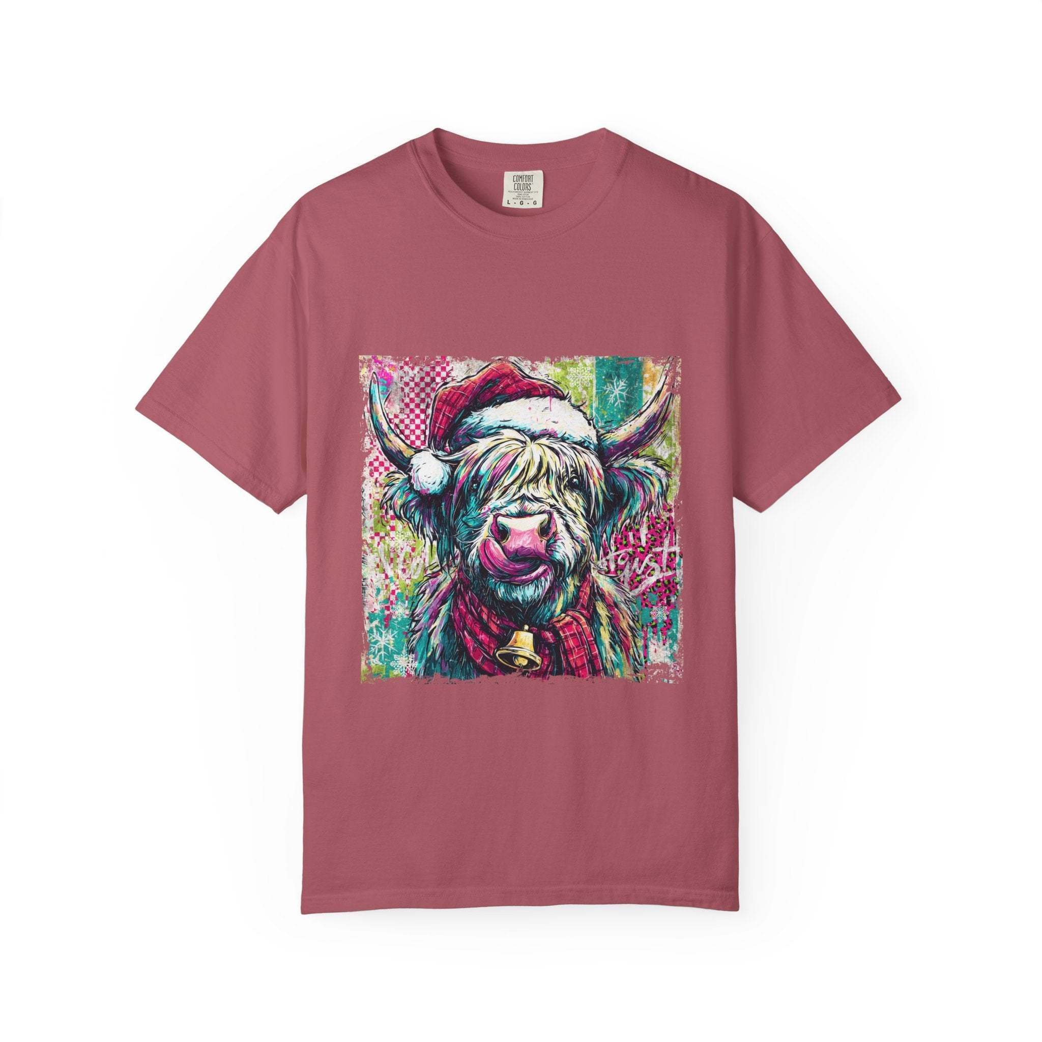 Retro Santa Highland Cow T-shirt