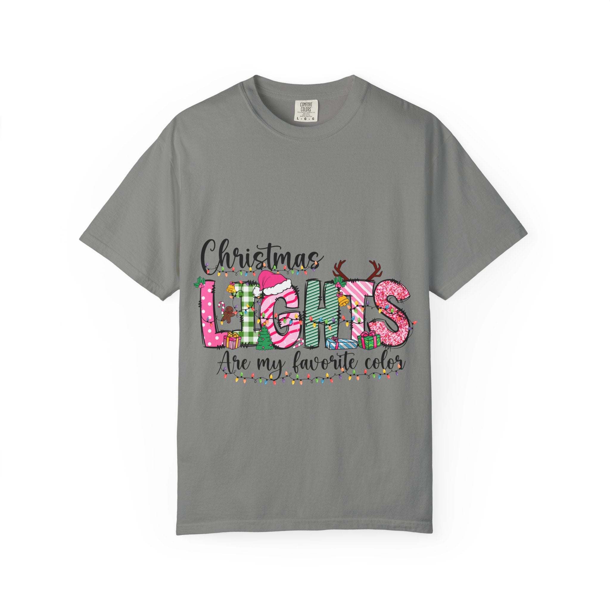 Christmas Lights Are My Favorite Color T-Shirt - Garment Dyed Cotton