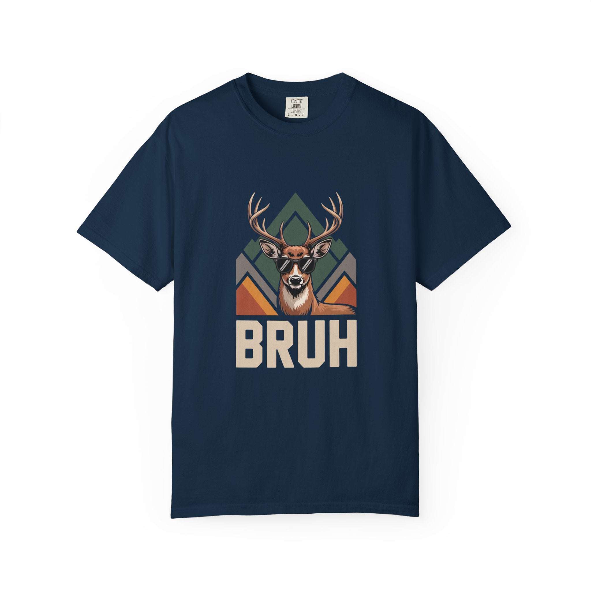 Bruh Deer T-Shirt with funny deer graphic on soft, heavyweight fabric for casual outdoor wear