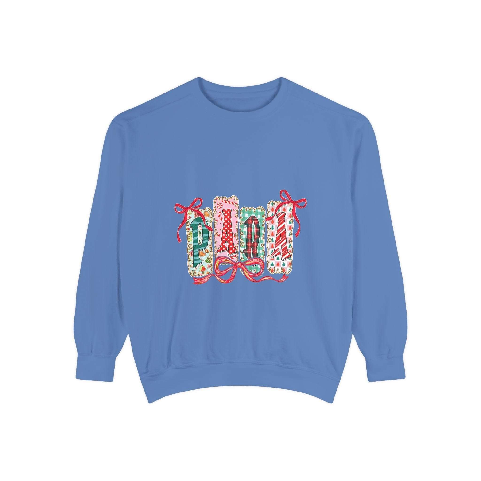 Cozy butter yellow sweatshirt with festive Christmas design, perfect for educators, by Printify