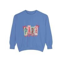 Cozy butter yellow sweatshirt with festive Christmas design, perfect for educators, by Printify