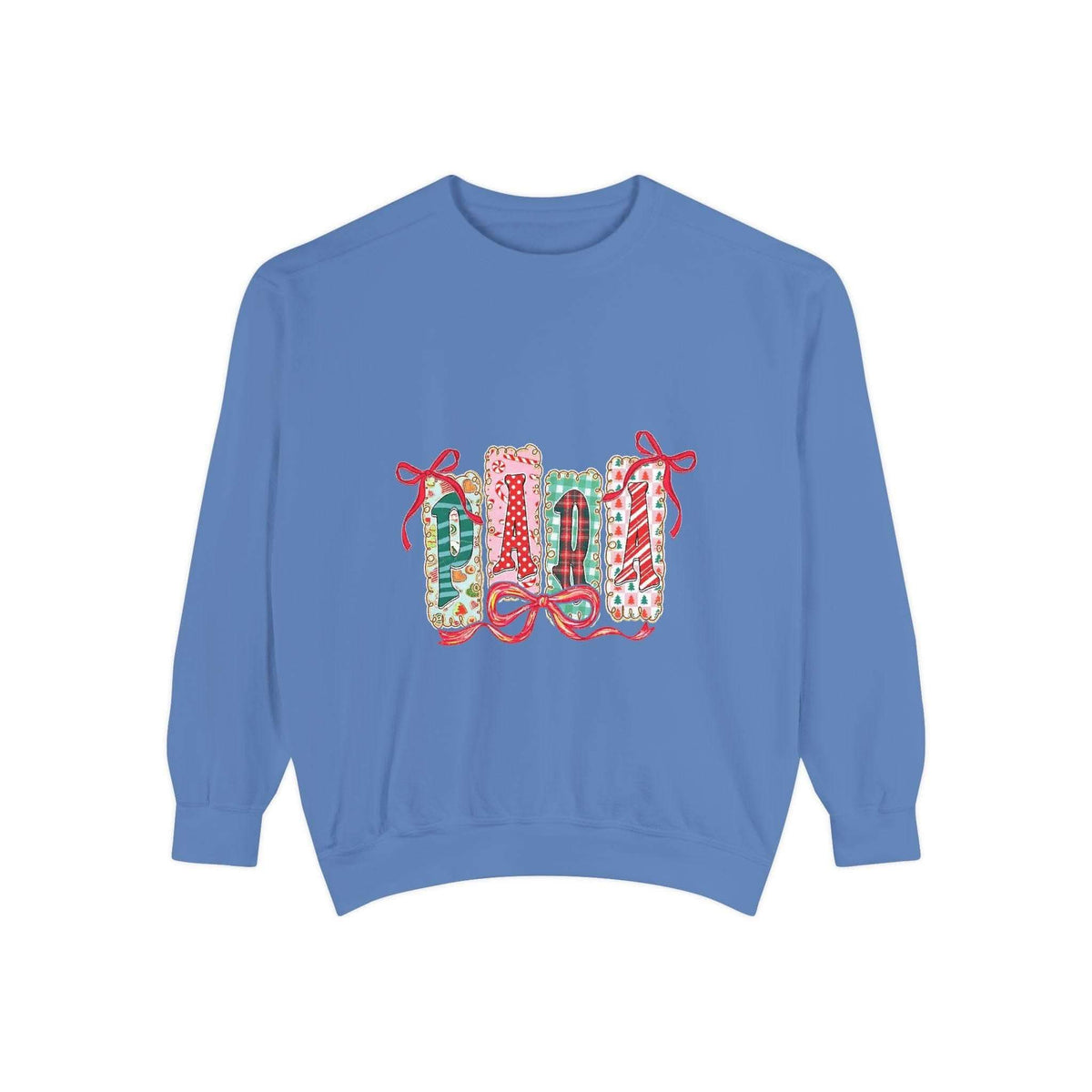 Cozy butter yellow sweatshirt with festive Christmas design, perfect for educators, by Printify