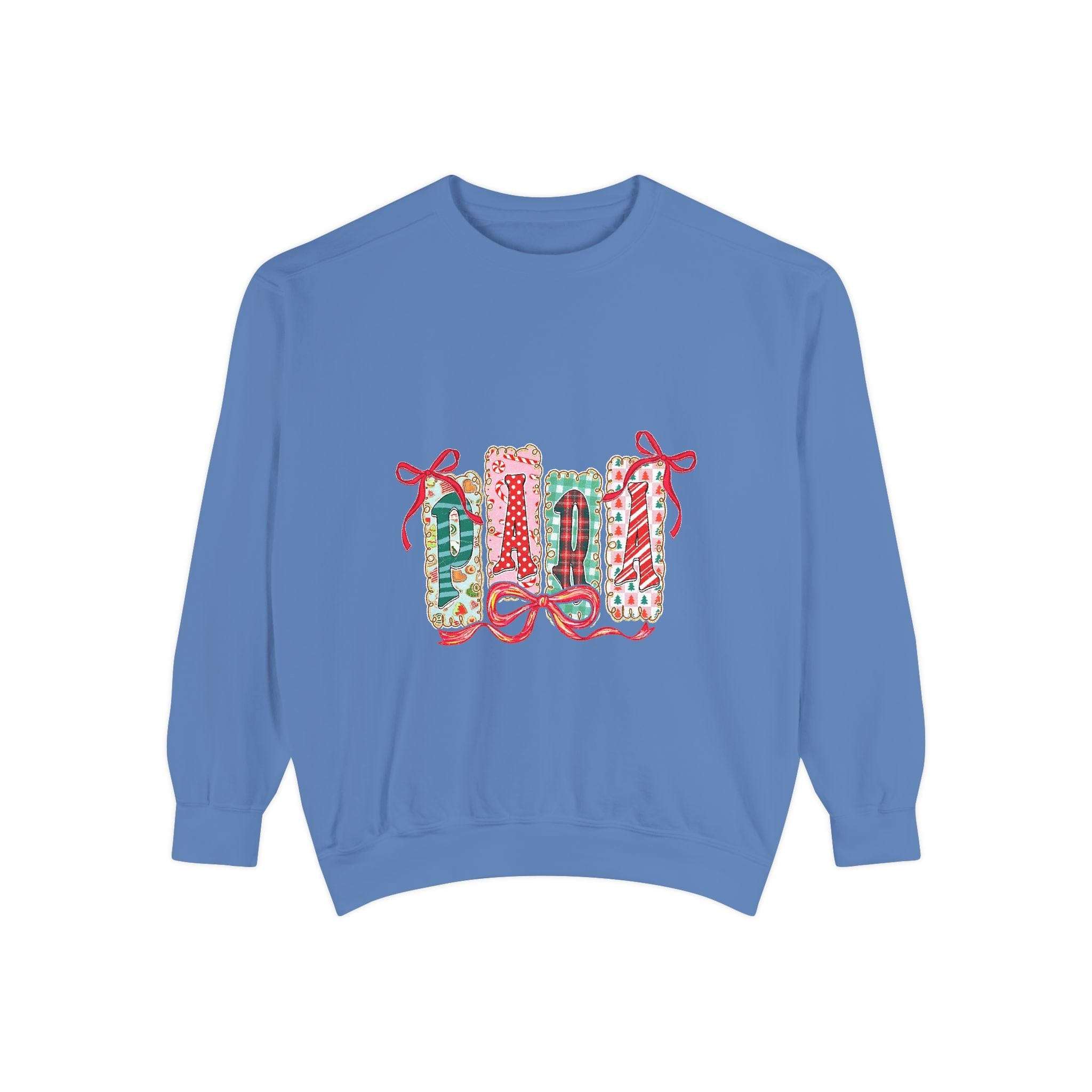 Cozy butter yellow sweatshirt with festive Christmas design, perfect for educators, by Printify