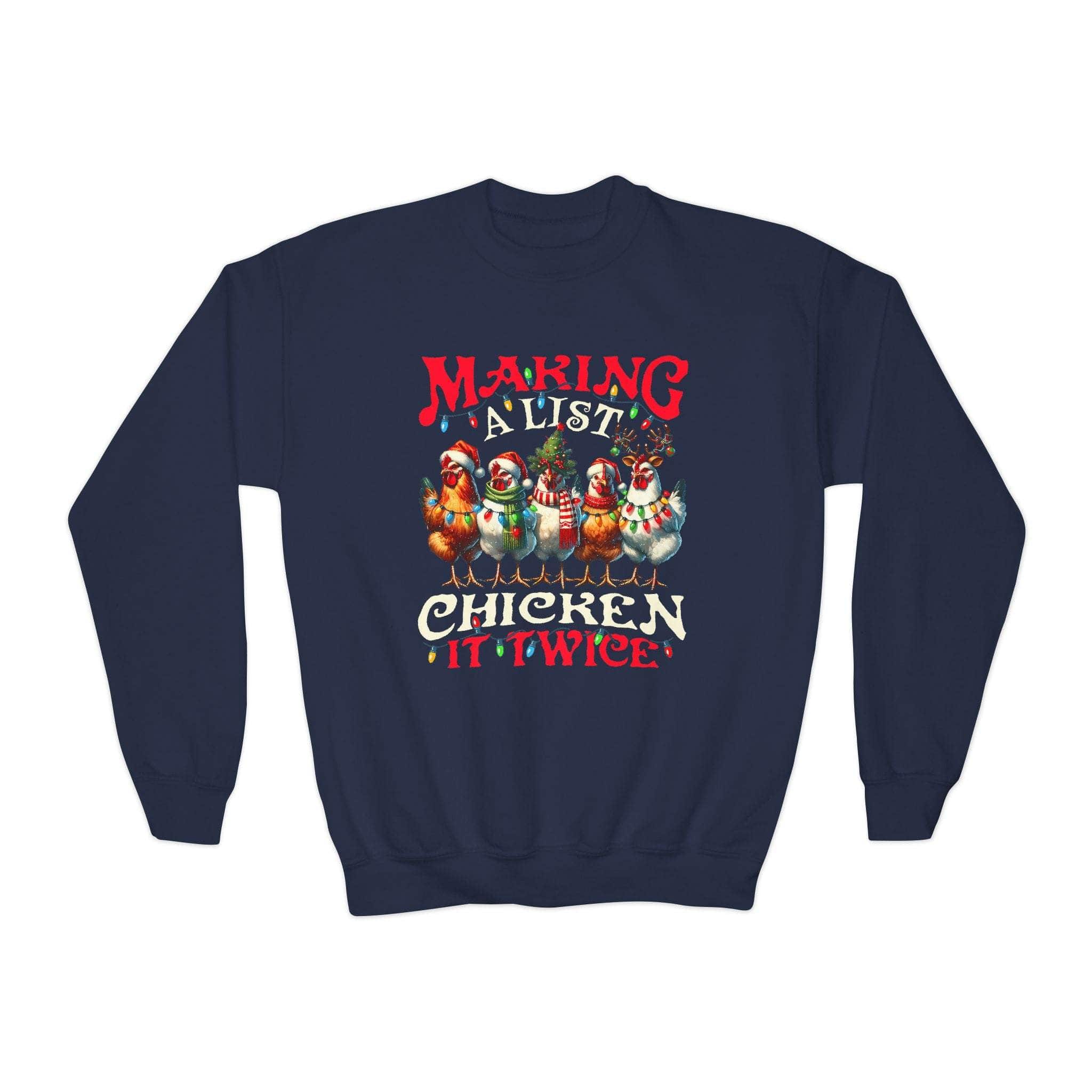 Youth Crewneck Sweatshirt - Making a List Chicken it Twice
