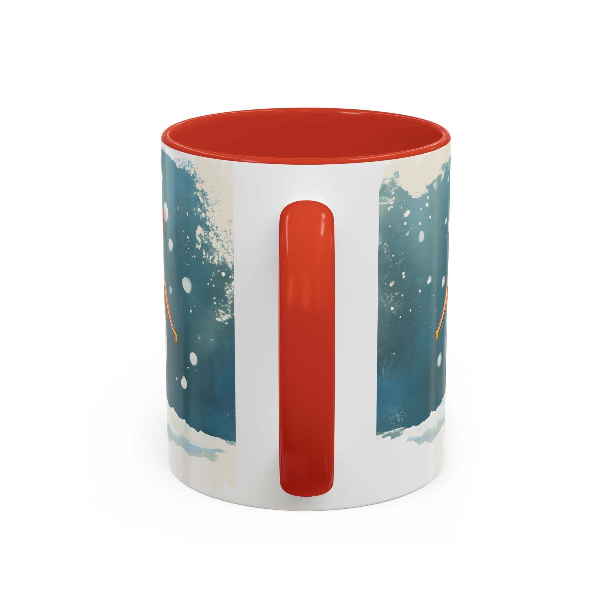 Mug with red interior and handle on a white background