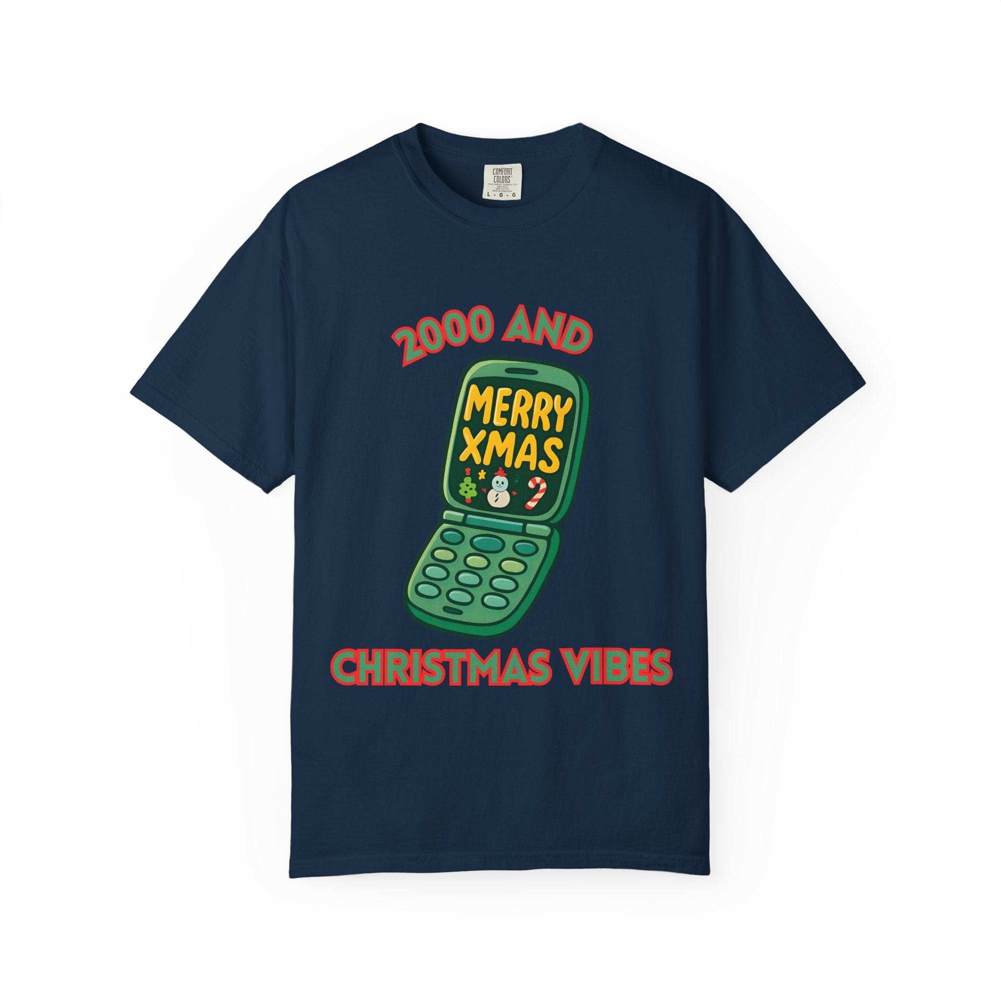 Retro 2000 Christmas T-Shirt in black, featuring festive graphics, by Printify, perfect for holiday celebrations.