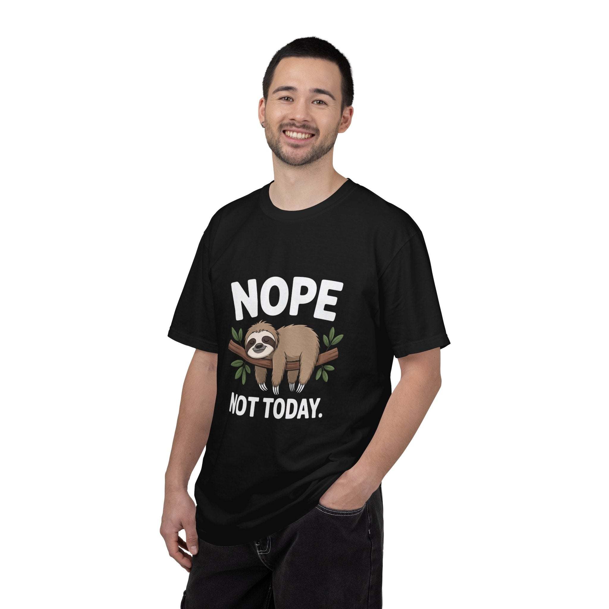 Nope Not Today Sloth T-shirt featuring relaxed sloth design on soft garment-dyed cotton