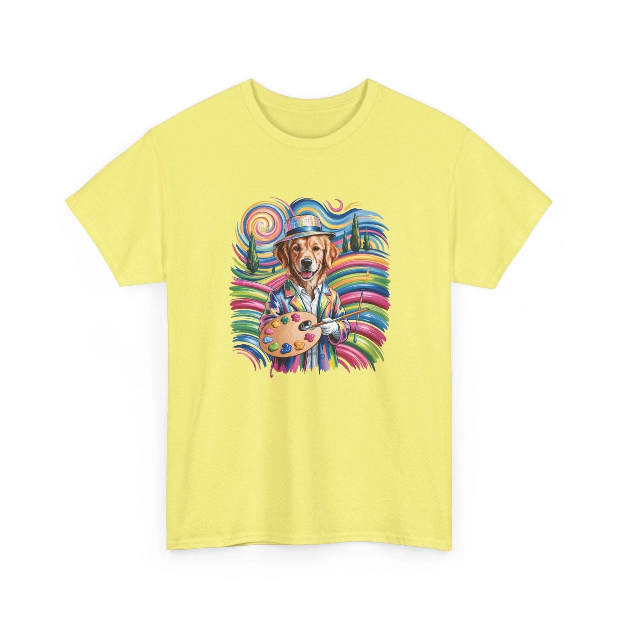 Colorful Artist Dog T-Shirt | Painter Palette, Rainbow Swirls