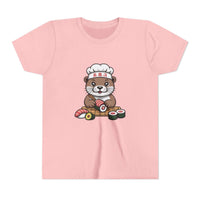 Cute otter sushi chef graphic on youth tee shirt for kids