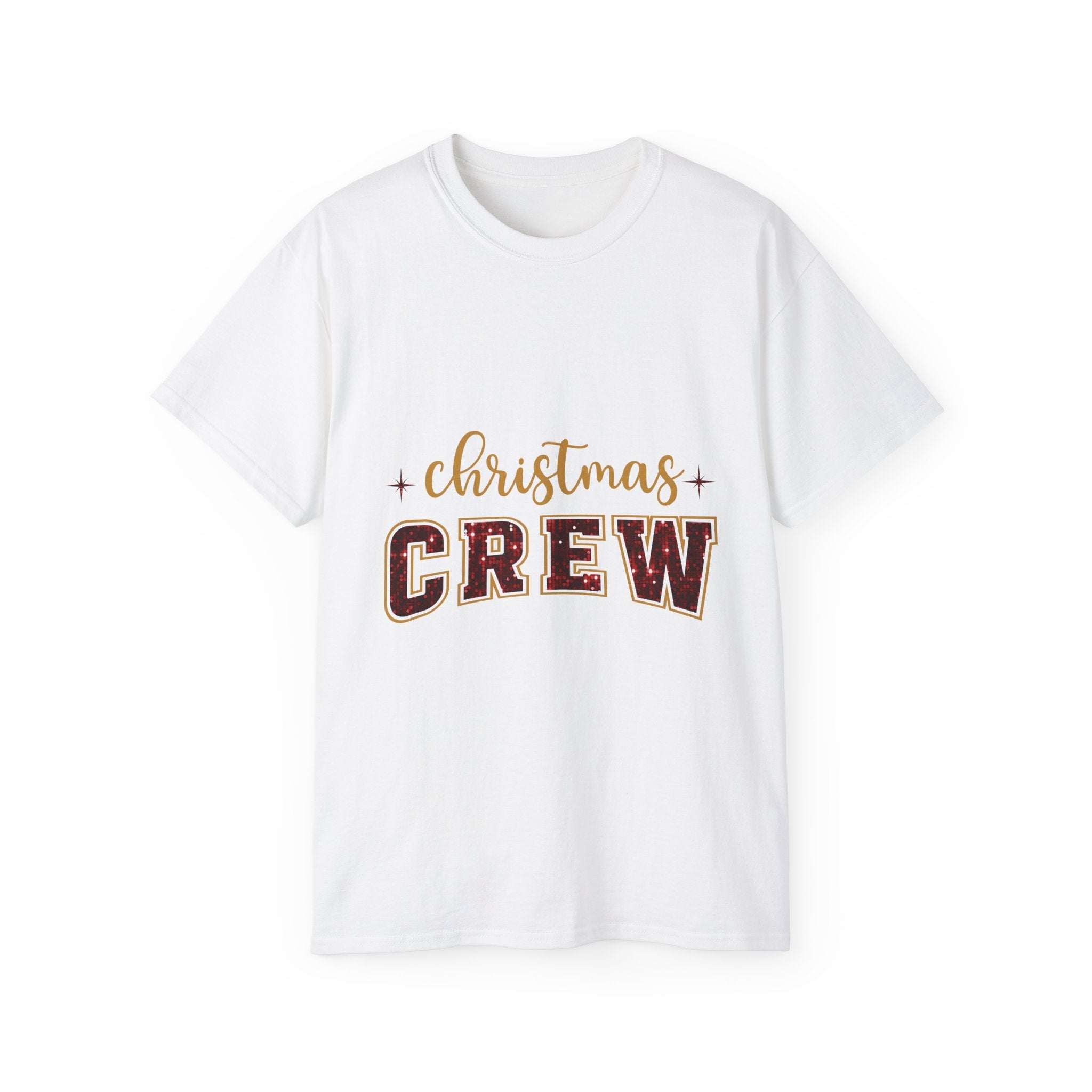 Christmas Crew Faux Glitter Tee - Festive Holiday T-Shirt