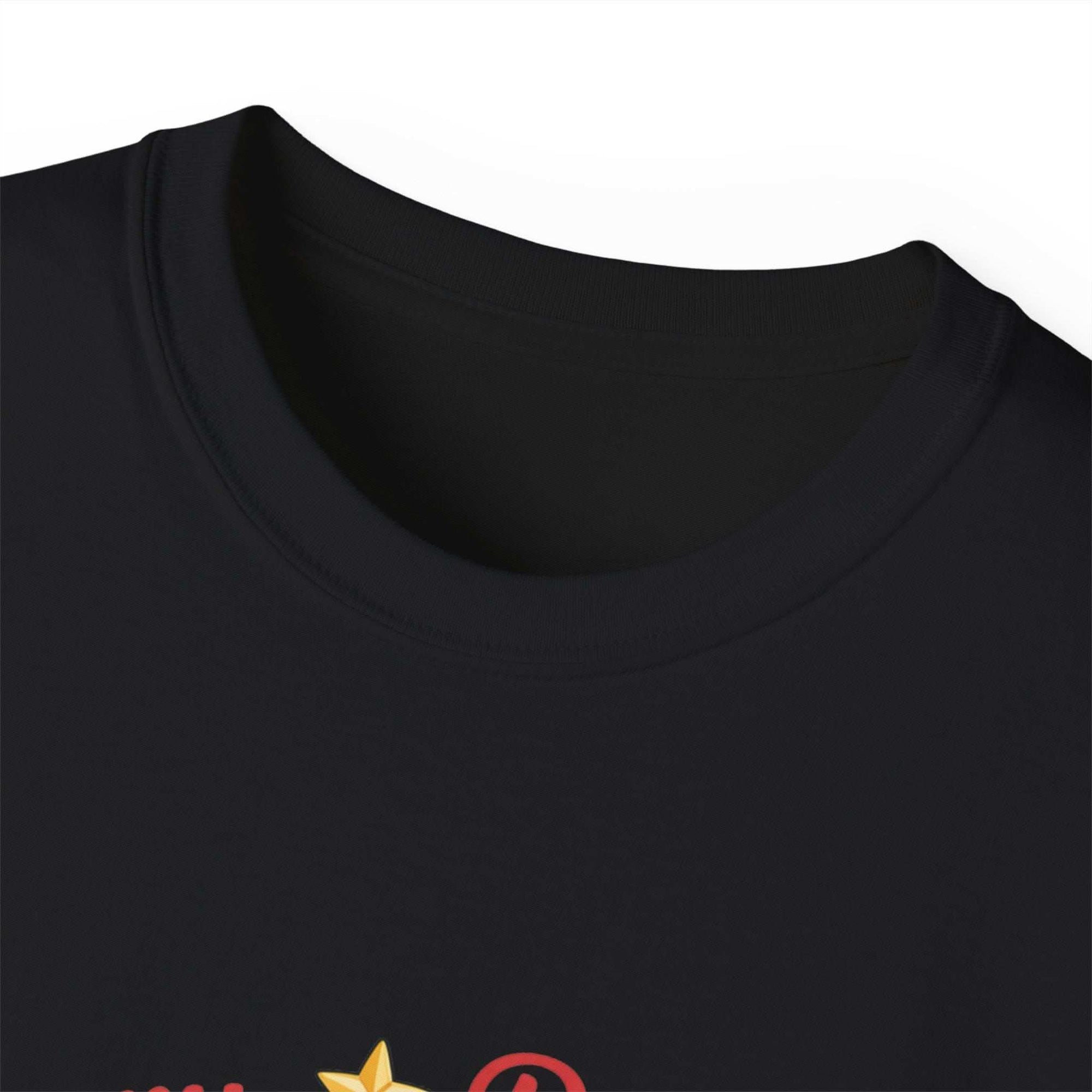 Black Merry Pugmas holiday t-shirt from Printify, featuring festive pug design for dog lovers.