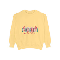Garment-dyed True Navy sweatshirt with preppy Christmas counselor design by Printify, available in sizes S, M, L