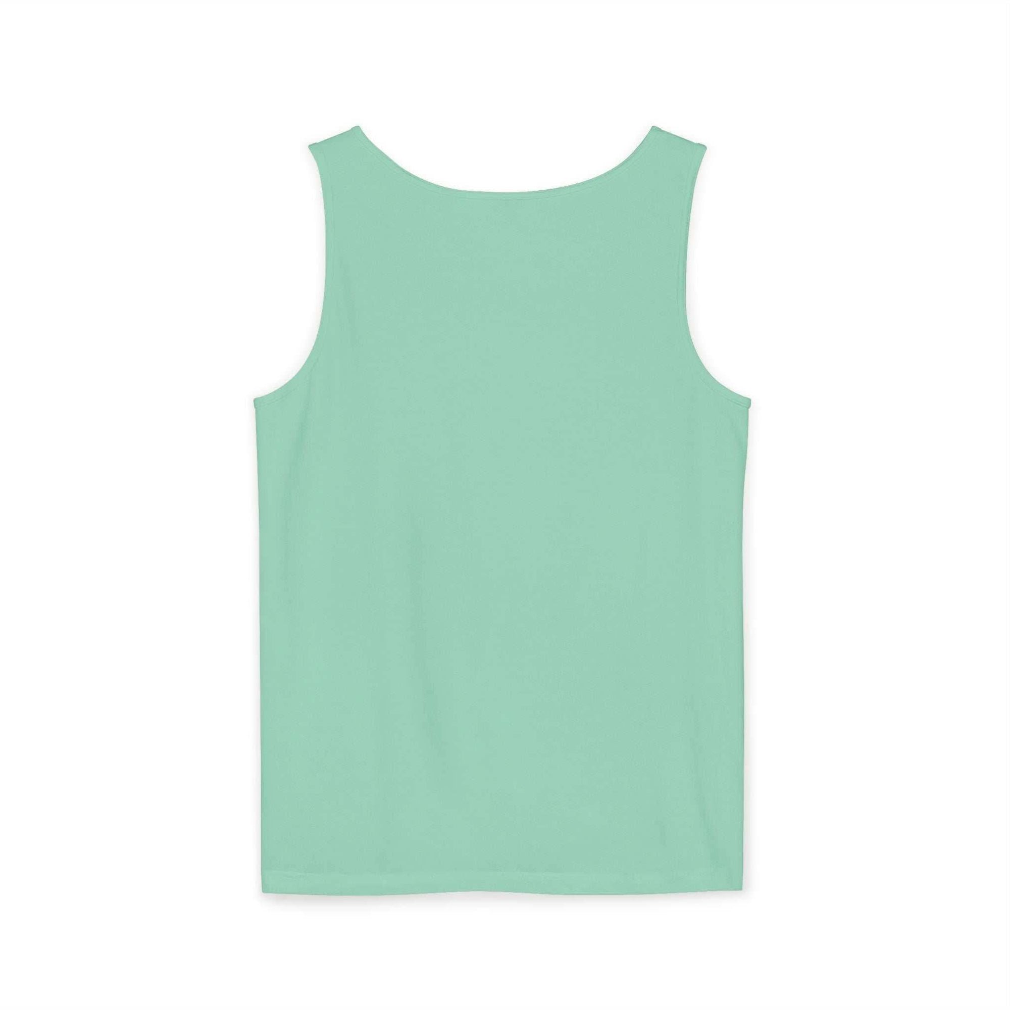 Mint green tank top with sleeveless design and relaxed fit