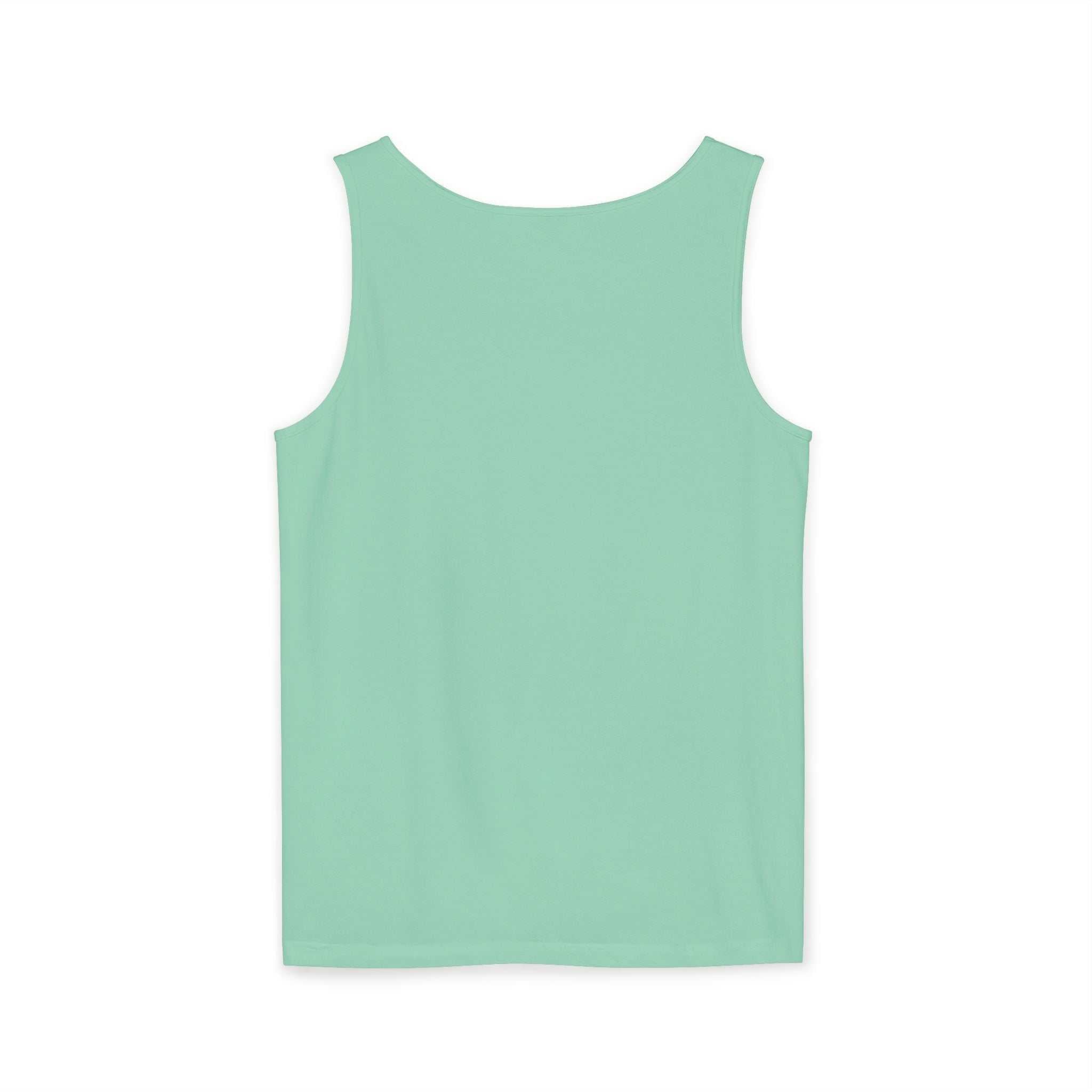 Mint green tank top with sleeveless design and relaxed fit