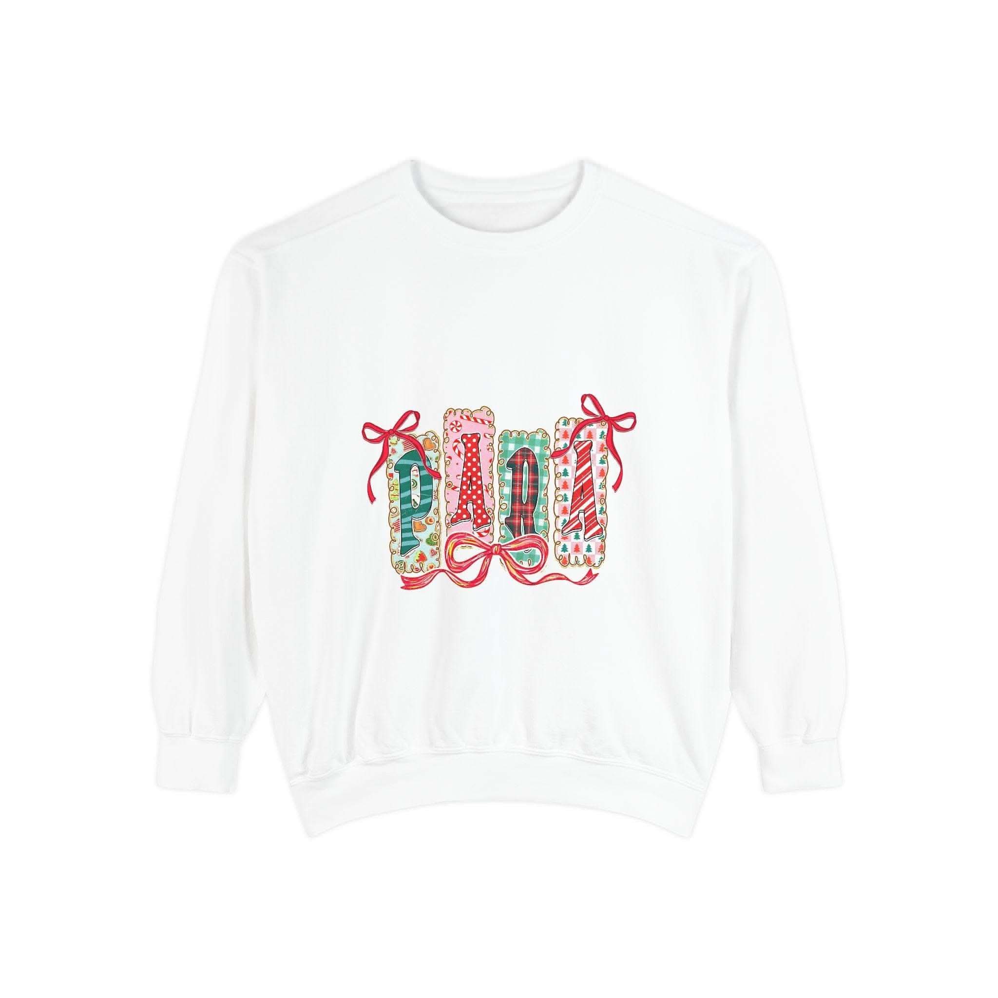 Butter yellow sweatshirt with Christmas design, cozy fit, by Printify, ideal for holiday gifts.