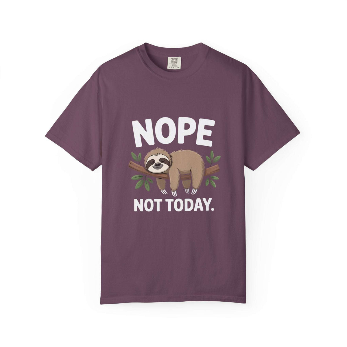 Nope Not Today Sloth T-shirt with relaxed fit and cozy cotton fabric featuring slow morning and nap design