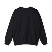 Black crewneck sweatshirt featuring a Santa motorcycle graphic by Printify, perfect for cozy winter wear.
