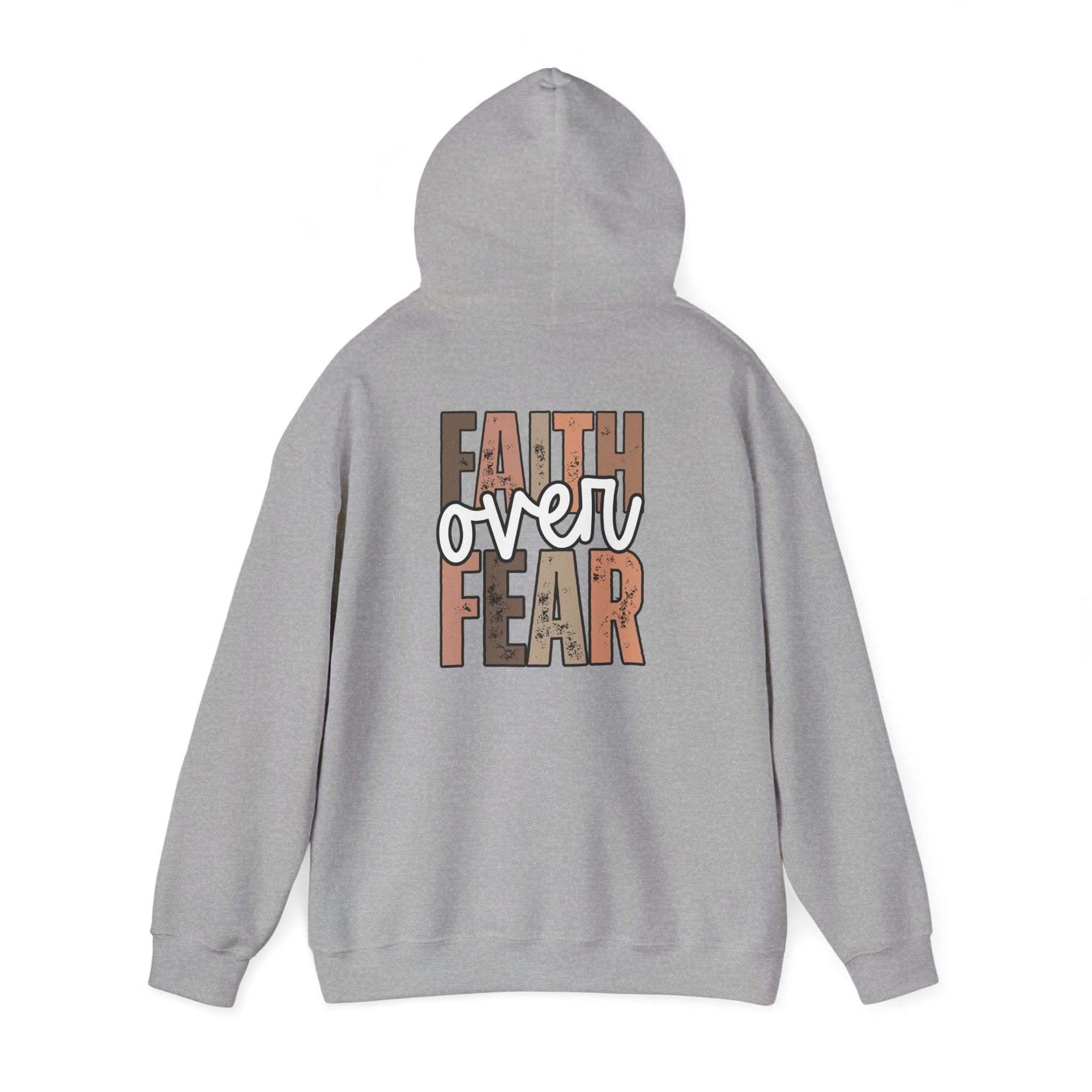 Faith Over Fear Hoodie with Walk by Faith inspirational Christian design, cozy and stylish sweatshirt