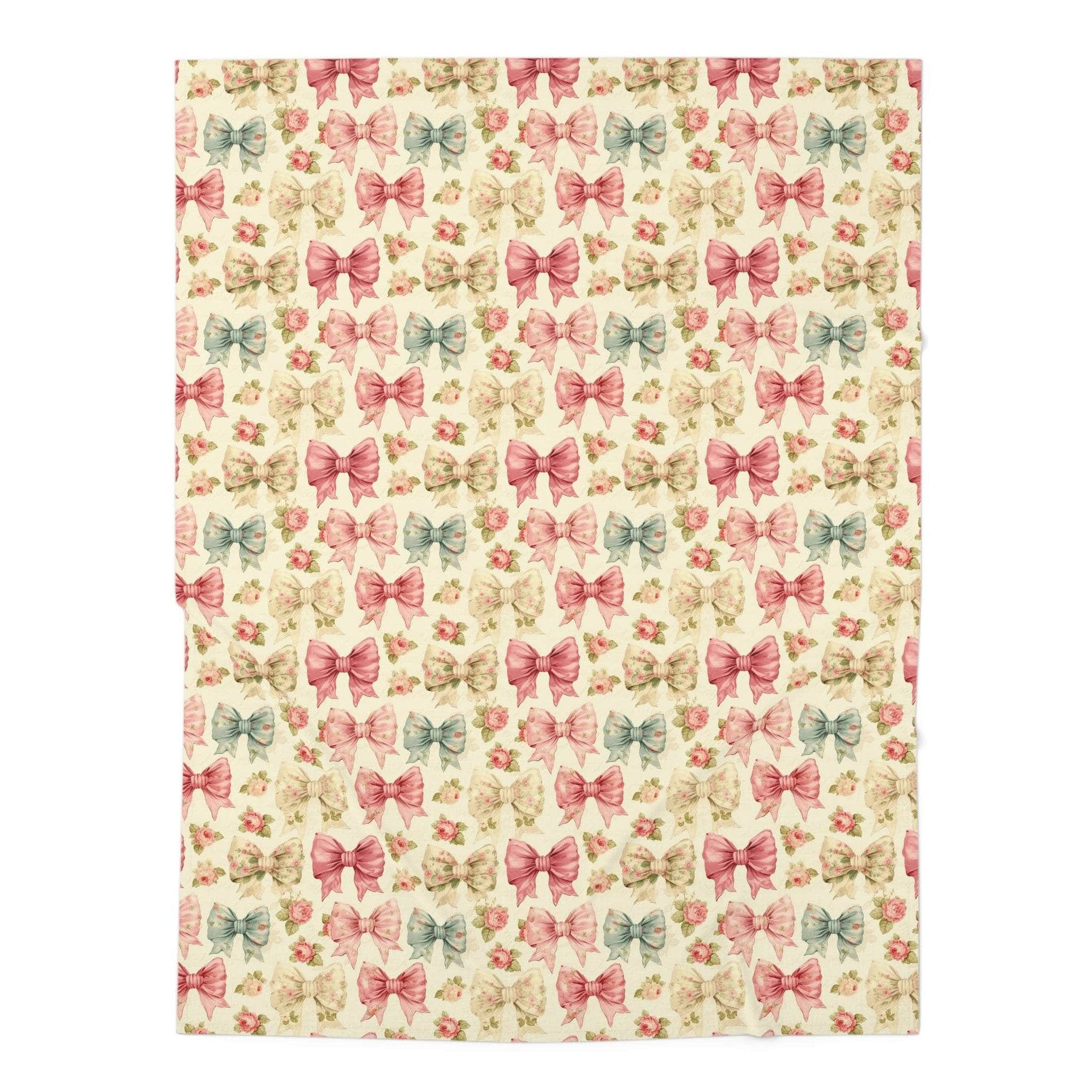 Floral Coquette Bows design soft breathable swaddle blanket for newborn babies