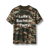Custom Bachelor Party Camo Tee | Personalized Party Shirt