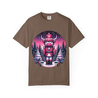 Black Cow Nutcracker T-shirt from Printify, featuring a fun animal print, perfect for cozy farmhouse style.