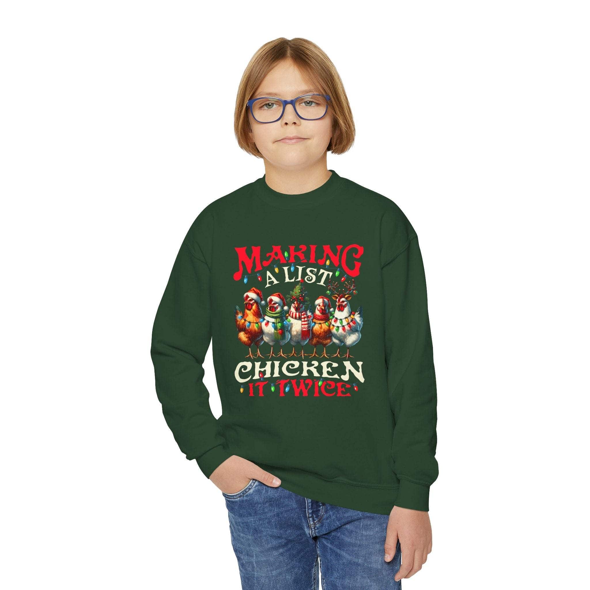 Youth Crewneck Sweatshirt - Making a List Chicken it Twice