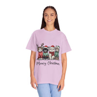 Bay Cat Lover T-shirt with Meowy Christmas design from Printify, perfect festive gift for cat enthusiasts.